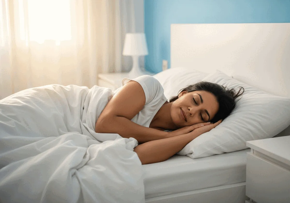 Mujer durmiendo plácidamente al amanecer