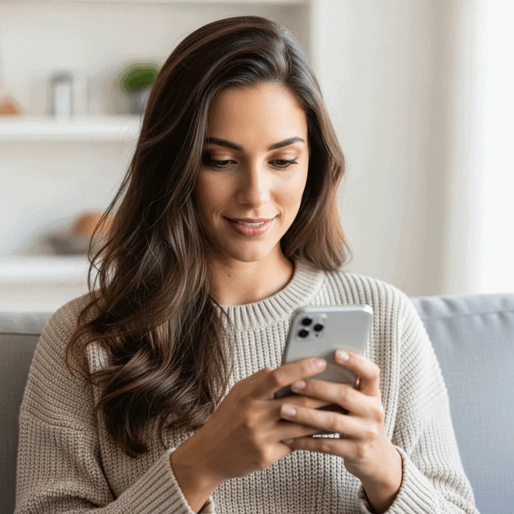 Mujer completando el formulario online de Serenol