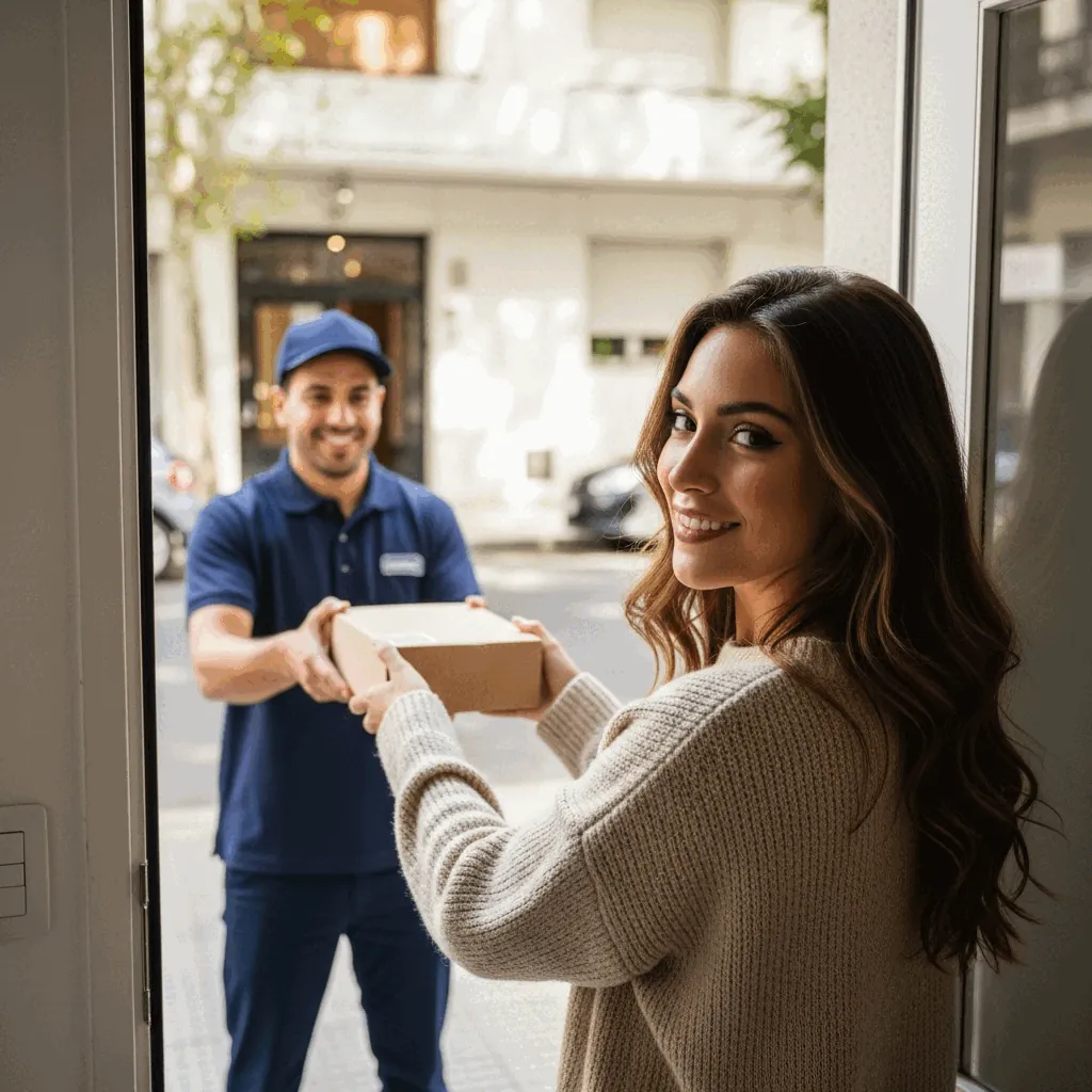 Cliente recibiendo Serenol en la puerta de su casa
